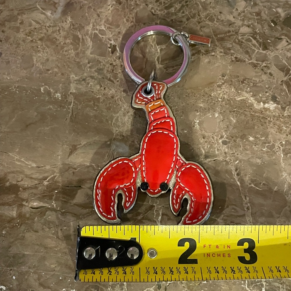 COACH HTF Patent Leather Red Lobster Key Fob Bag Charm Keychain - Picture 12 of 12